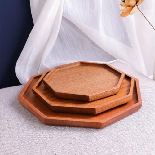 Japanese Wooden bread plate household solid wood plate cup fruit plate wooden plate Bread Dessert Cake Plate