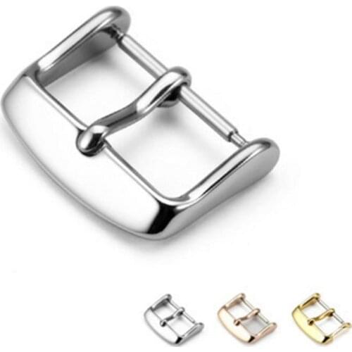 Solid Stainless Steel Watch Band Clasp 12mm 14mm 16mm 18mm 20mm 22mm Silver Gold Black Metal Leather Watchbands Strap Pin Buckle