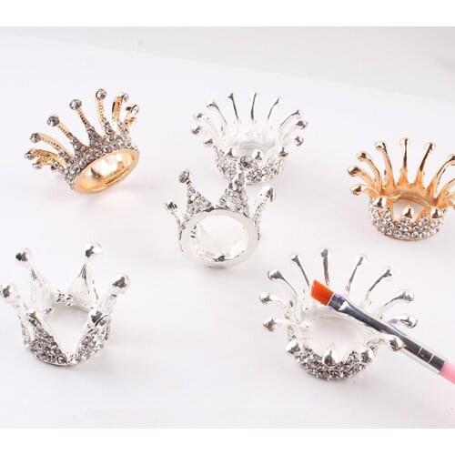 1pc Three-dimensional Embossed Glass Crown Nail Brush Displayer Stand Acrylic UV Gel Painting Pen Displayer Holder Manicure CE34