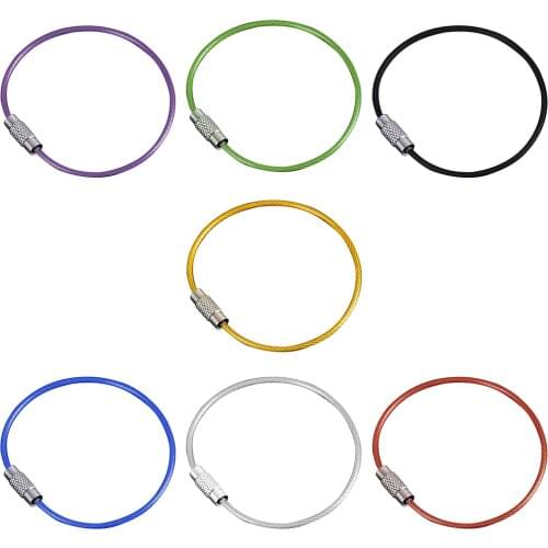 10Pcs Colorful Stainless Steel Wire Keychain Rope Key Chain Aircraft Gear Cable Ring Keyring for Outdoor Hiking