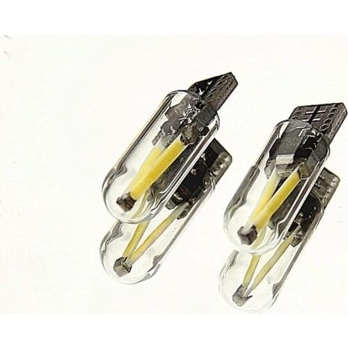 100pcs W5W 194 T10 Glass Housing Cob LED Car Bulb 6000K Wedge License Plate Lamp Dome Indicator Reading Light White