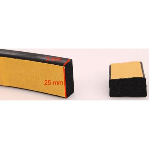 3m x 25mm x 3mm self adhesive flat rubber foam cabinet door window sealing strip