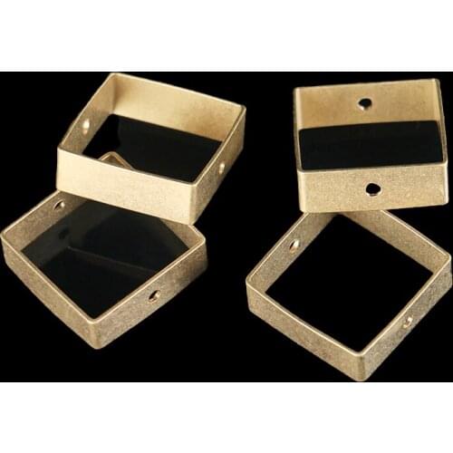 30mm geometric hollow symmetrical double hole square pendant diy handmade material square earring necklace pendant