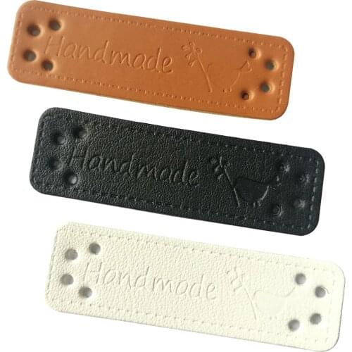 48Pcs/Lot Bird Logo Handmade Leather Labels For Needlework Hand Made Label For Gift Tags Needlework Sewing Tag For Clothing