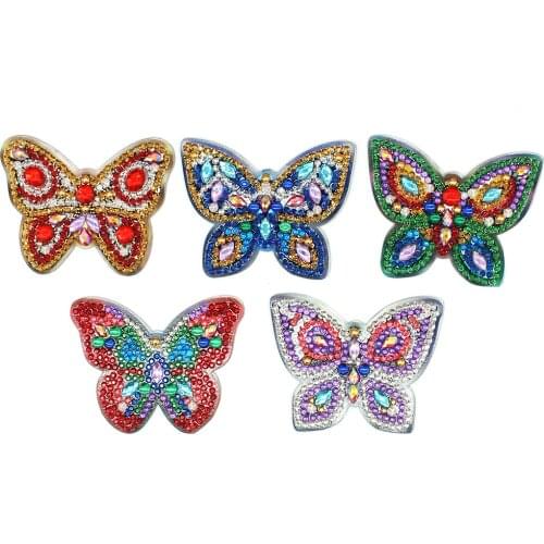 5/6PCS/set Full Drill 5D DIY Butterfly Keychain Key Ring Diamond Embroidery Painting Gift Cross Stitch Needlework Craft