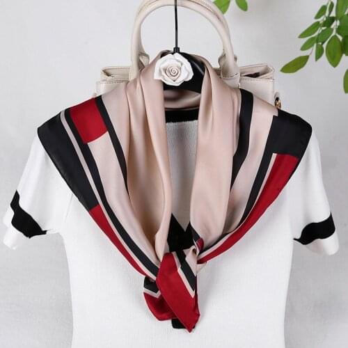 70x70cm square silk scarf for women fashion floral printed shawl wrap spring summer neckerchife hair band lady winter scarves