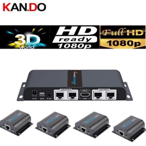 714 4-port UTP HDMI Extender Splitter over CAT6/6a/7 up to 50M with IR(1 sender+4 receivers included) HDMI transmission