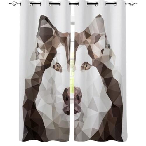 Abstract Geometry Dog Husky Blackout Curtains for Children Kids Home Decor Bedroom Living Room High Shading Window Curtains