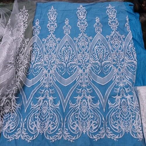 White color Latest African French Lace Fabric High Quality African Tulle Fabric,latest nigerian tulle lace for Wedding