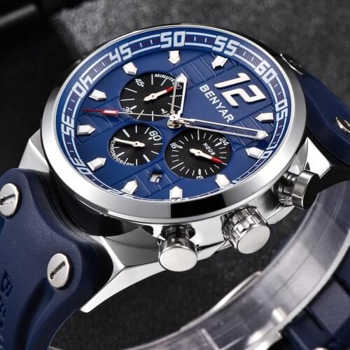 Relogio Masculino Waterproof Mens Watches Top Brand Luxury BENYAR Army Military Silicone Black Wristwatch Quartz Sport Watch Men