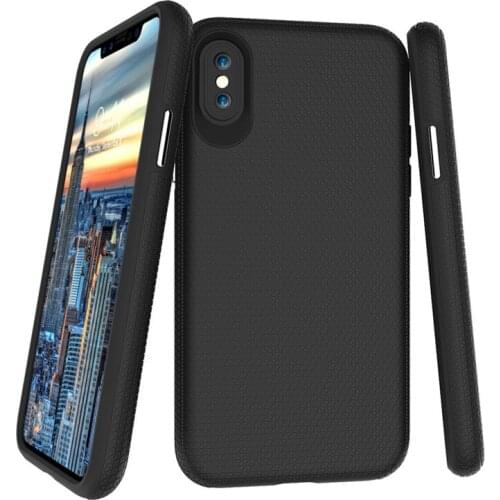 Real PC Plating+Silicone TPU Case for iPhone XS Soft Back Cover Dual Layer Tire Defender Anti-Skid Hard Phone Case for iPhone X