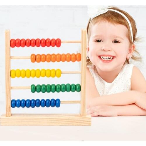 Montessori Children Math Learning Educational Toy Wooden Five Abacus Toy Frame Kids Calculation Gear Counter Calculation Ab Q6G9