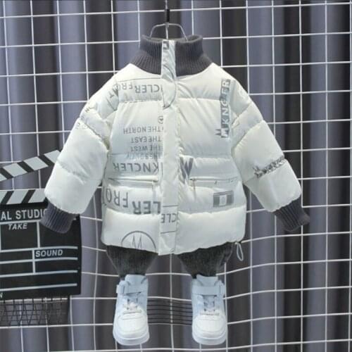 Babies don't wash down padded jacket children plus padded coat mens winter new bright leather padded jacket foreign style high