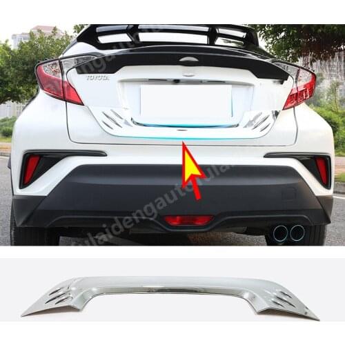 For Toyota CHR C-HR 2016-2021 ABS Chrome Trunk Rear License Plate Frame Cover Trim car styling accessories