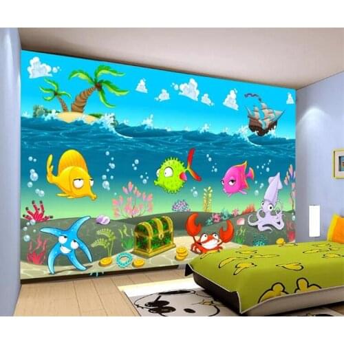 Custom mural photo 3d room wallpaper Cartoon sea world fish boat treasure painting 3d wall murals wallpaper for walls 3 d
