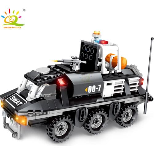 HUIQIBAO TOYS 368pcs SWAT Armored Vehicle car soldiers Building Blocks For Children City Trucks Policeman Figures Bricks set