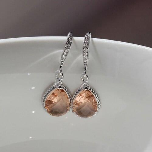 Huitan Simple and Elegant Womens Dangle Earrings Vintage Style Champagne Teardrop Cubic Zirconia Anniversary Gift Party Jewelry