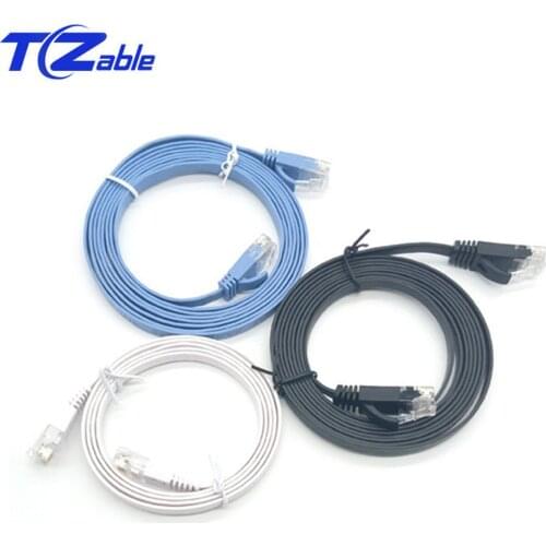 CAT 6 Flat Cable Ethernet Cables Cat6 Lan Cable RJ 45 Network RJ45 High Speed Blue Black Ultra-thin Flat Cables for Modem Router