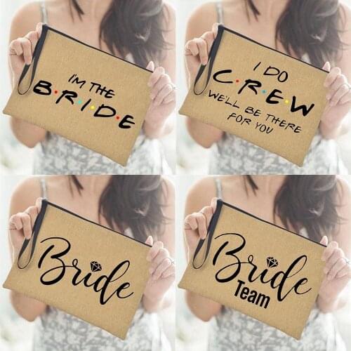 Team Bride Makeup Bag Bridesmaid Cosmetic Case Bachelorette Party Toiletries Storage Bags Ladies Beauty Organizer Wedding Gifts