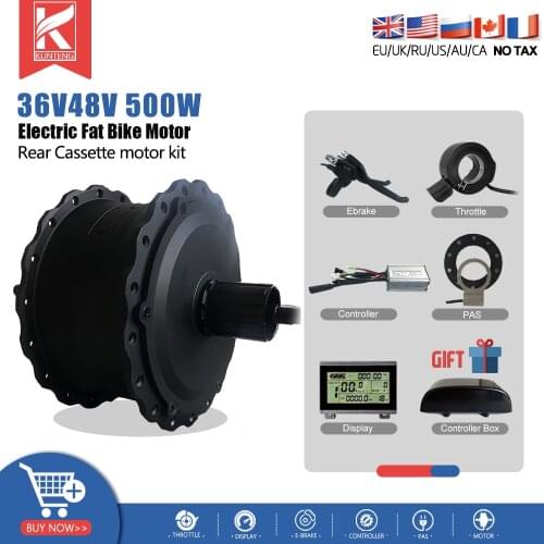 Ebike Fat Tire Motor Kit 36V 48V 500W Rear Cassette Brushless Hub Motor 4.0 Tyre 190mm For Electric Bicycle Fat Tire Motor Kit