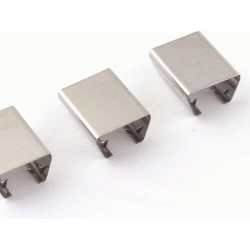 20mm Silver Ribbon End Clamps With Loop End Fastener Lanyard Clip Ribbon Cord Rope Clips Leather End Crimps Webbing Hardware