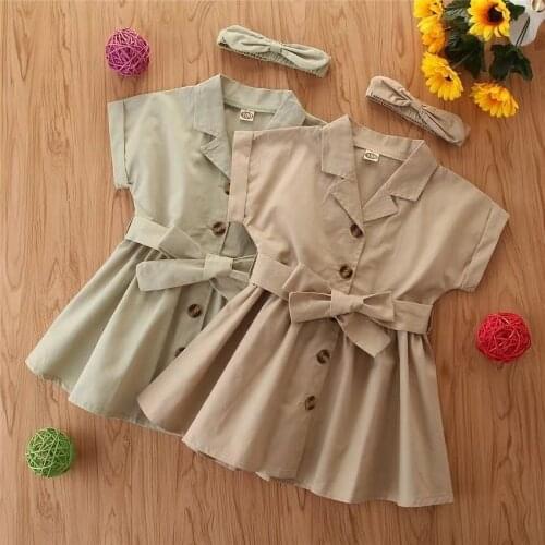 Girls Summer 2021 New Solid Color A-Line Skirt Baby Breathable Loose Short-Sleeved Comfortable Suit Skirt