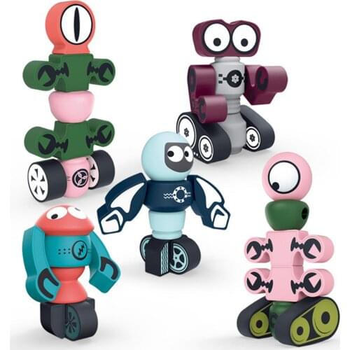 Magnetic Robots Building Block Set Planet Guardian Robot Diy Stacking Deformation Robot Toy Educational Play For Children Gift