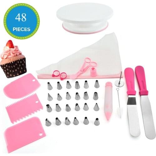 Meibum 48Pcs Cake Decorating Tools Confectionery Nozzle Cream Bag Stainless Icing Tips Pastry Nozzles Converter Baking Tip Sets