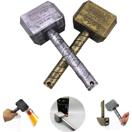 Multifunction Hammer Of Thor Shaped Beer Bottle Opener Silver Beer Bottle Openers With Long Handle Bottler Opener Beer