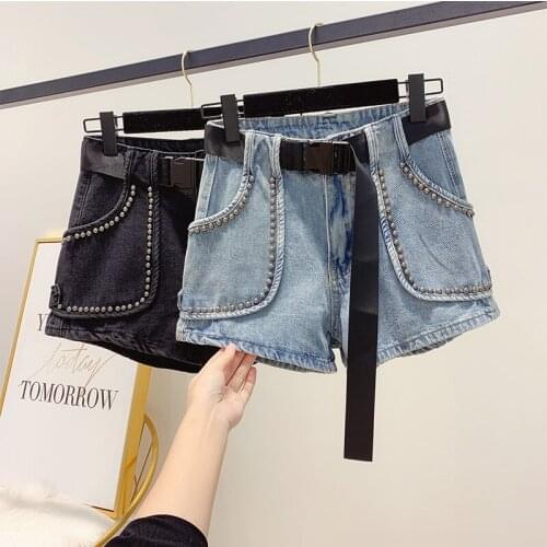 Fashion Design sense Tooling Denim Shorts High waist Slim Women Denim Shorts Plus size 5XL High Street Female Casual Hot pants