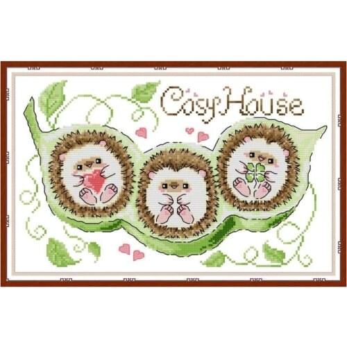 DA555 Pea house cross stitch kit aida 14ct 11ct count print canvas cross stitches needlework embroidery DIY handmade