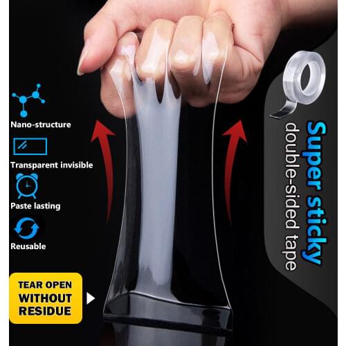 Nano magic Tape Double Sided Tape Transparent NoTrace Reusable Waterproof Adhesive Tape Cleanable Home gekkotape