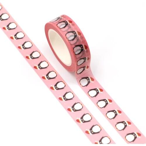 NEW 10pcs/Lot Decorative Pink Penguins Christmas Washi Tapes DIY Bullet Journal Adhesive Masking Tape Stationery