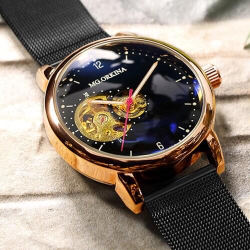 Orkina Men Mechanical Wristwatches Automatic Watch Men Luxury Brand Famous Man Clock Stainless Steel Mechanical Watches for Men