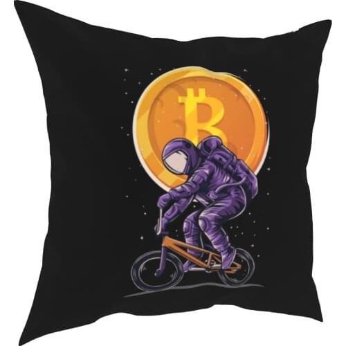 Bitcoin BTC Mining On the Moon Pillow Pillows Coverage Decoration Crypto Currency Throw Pillows Case Coverage House 45*45cm