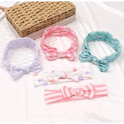 1 Pieces Baby Girl Headband Infant Hair Turban Cloth Bow Newborn Headwear Headwrap Dot Striped Gift Rabbit Bunny Ear Hairband