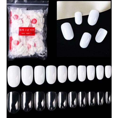 Transparent False Nails Tip French Manicure Artificial White/Clear Fake Nails Full Cover Tips Design Nails Art Tools 600Pcs/Pack