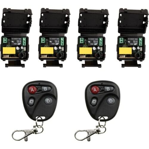 RF mini Wireless Remote Control AC 220 V 7A 1 channel 4 Receiver & 2 transmitter 315/433mhz