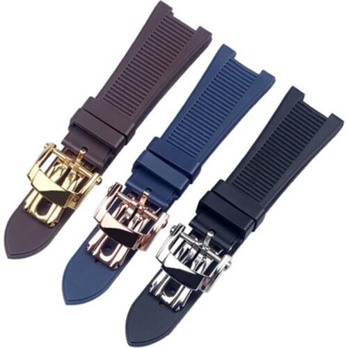 High quality 25mm Rubber Silicone watch strap for Patek PP 5711 / 5712G Nautilus wristband men women dedicated notch bracelet