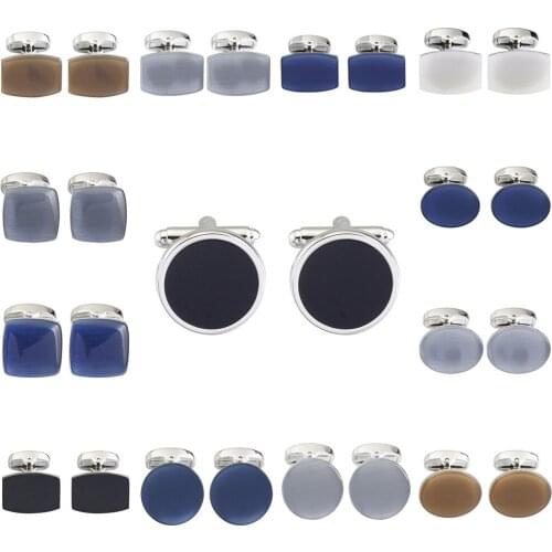 MeMolissa Luxury High-grade jewelry Mens Silver metal cufflinks mens Opal Cufflinks Business Shirts Cufflink Abotoadura