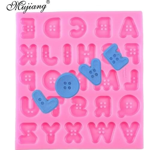 3D Button Capital Letter Silicone Mold Cupcake Fondant Cake Decorating Alphabet Cookie Baking Polymer Clay Candy Chocolate Molds