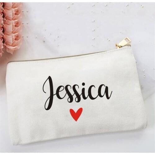 Makeup Bag Customized Name Canvas Makeup Bag Bridal Shower Bachelorette Hen Party Bride to Be Bridesmaid Personalized Gifts