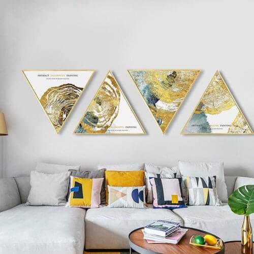 Triangular Golden time wall pictures for living room bedroom kitchen motel decoration wall art canvas painting pictures