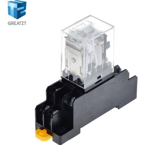 GREATZT 12V 24V DC 110V 220V AC Coil Power Relay LY2NJ DPDT 8 Pin HH62P JQX-13F With Socket Base OK