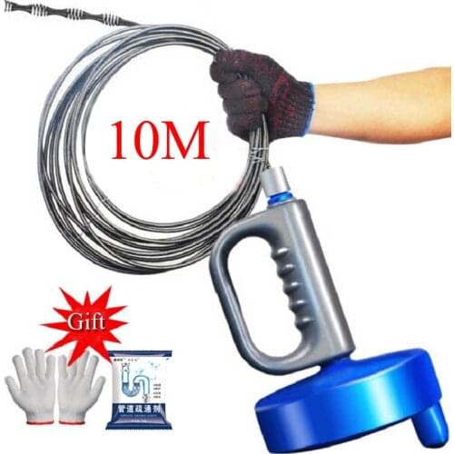 Snake Drains Dredge Drill-Powered Kitchen Toilet Sewer Blockage Hand Tool Pipe Drain Extendable 3/5/10 Meters Drain Cleaner