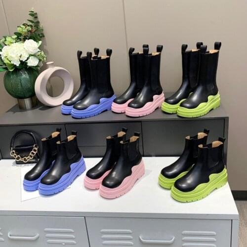 Women Shoes 2021 Chelsea Short Boots Fashion Increased Breathable Colorful Thick Sole Bottom Spring Autumn Boots Single Boots