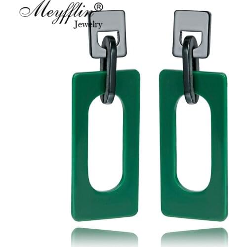 Meyfflin Red Long Geometric Rectangle Women Earrings Brincos Acrylic Earring Vintage Fashion Jewelry Earrings Drop 2020 New