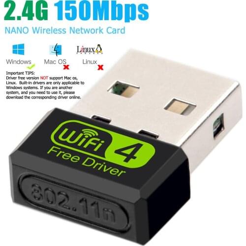150Mbps Mini WiFi Adapter USB Free Driver Wi Fi Dongle Network Card Ethernet Wireless Wi-Fi Receiver for PC Laptop Desktop