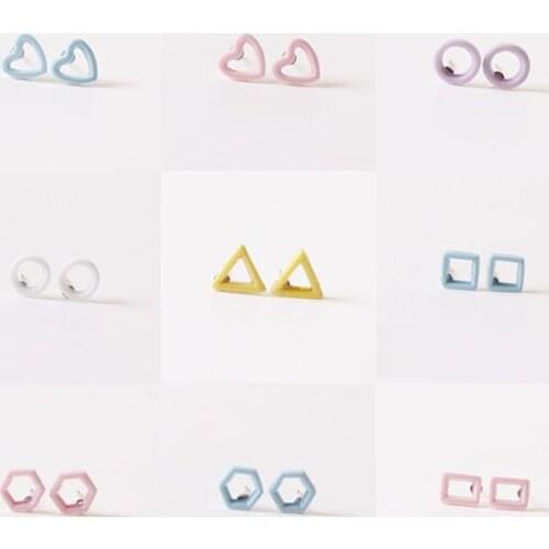 2021 new Women Geometry Mini Earrings Fashion Girl Small Square Stud Earring Jewelry Gift