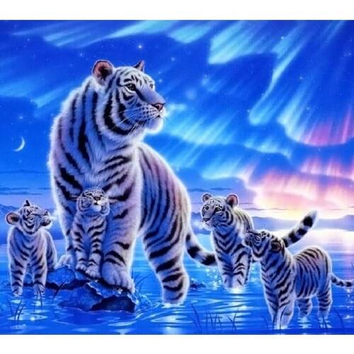 3D Diamond Painting Night tiger Crystal Square/round Rhinestone Picture Cross Stitch Kits diy Diamond Embroidery craft AS585